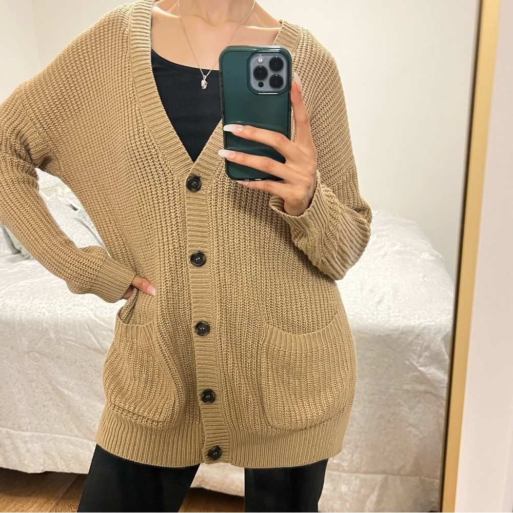 Tan Oversized Cardigan